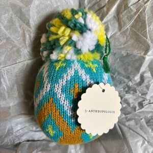 NEW Anthropologie Pineapple Holiday Ornament Knit Plush Pom Pom Soft Plush